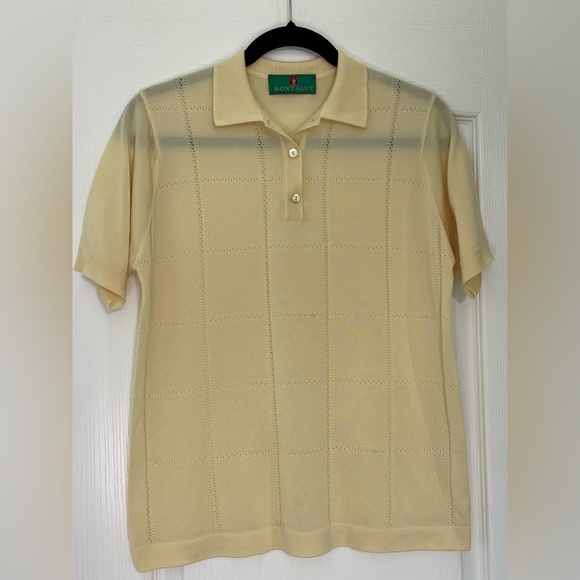 Montagut vintage near pristine Cream Knit Polo Shirt S/M - Picture 1 of 9